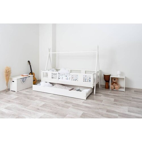 Molarem Home Drveni dječji krevet Luna Tipi - bijeli - 180x90 cm - S ladicom Cene