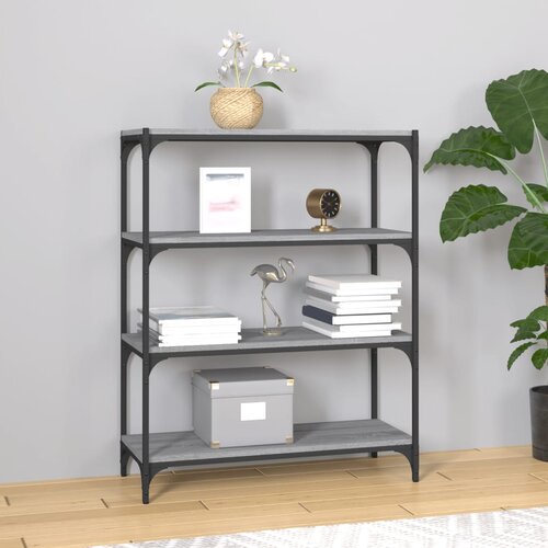 VidaXL Knjižna omara siva sonoma 80x33x100 cm inženirski les in jeklo Slike