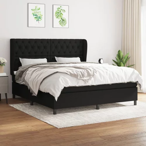 vidaXL Box spring postelja z vzmetnico črna 160x200 cm blago