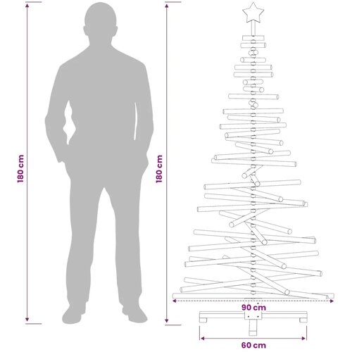  Drveno božićno drvce KOTKA 180 cm Masivna borovina - 180 cm Smeđa zavr&amp;scaron;na obrada Slike