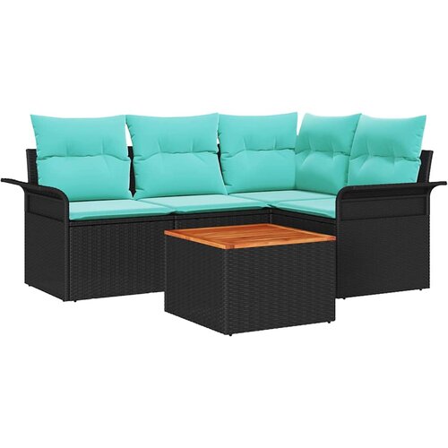  Sjedeća garnitura za vrt 5 kom. 4-Broj sjedala Crna i Tirkizna 187,5 x 132,5 x 69 cm Slike