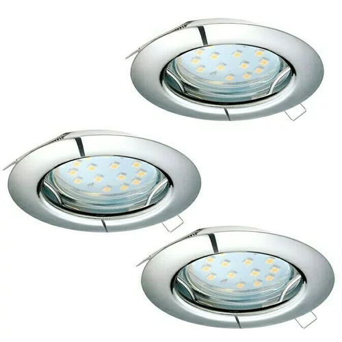 Eglo Set ugradbenih LED svjetiljki Peneto (9 W, D x Š x V: 7,8 cm x 7,8 cm x 11,5 mm, Krom, 3 Kom., Topla bijela)