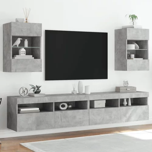 vidaXL Stenske TV omarice z LED 2 kosa betonsko siva 40x30x60,5 cm