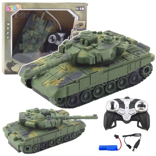  T90 Military Tank Remote Controlled RC Lights Sounds Green 1:18 Cene