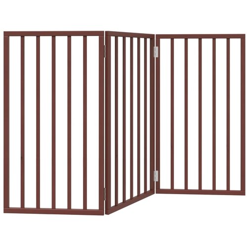  Vrata za pse s 3 panela sklopiva smeđa 150 cm od drva topole Slike