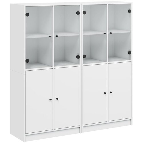  Regal za knjige s vratima bijeli 136 x 37 x 142 cm drveni Slike