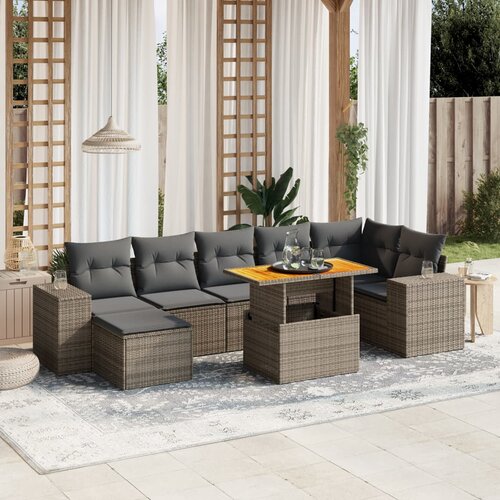 vidaXL 8-dijelni set vrtnih sofa od poliratana s jastucima sivi Cijene