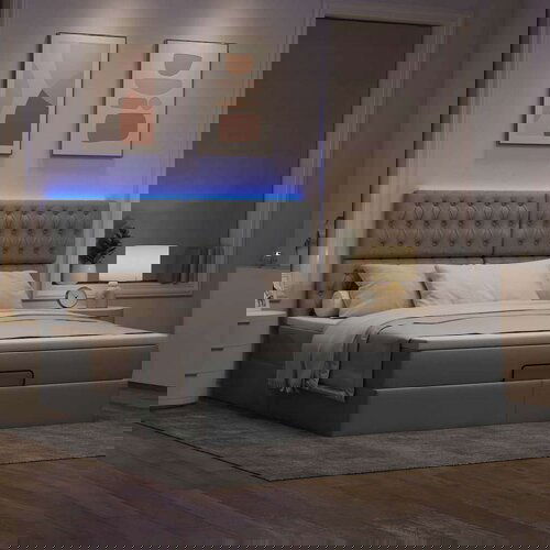 vidaXL Otomanski krevet s madracem&LED svijetlosivi 180x200cm tkanine Cijene