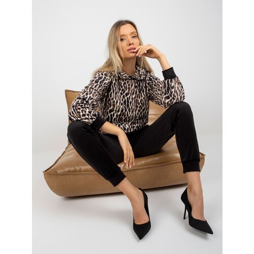Fashion Hunters Beige and black velour set with animal motif RUE PARIS Slike