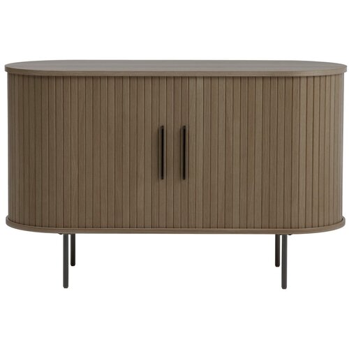 Unique Furniture Rjava komoda v hrastovem dekorju z drsnimi vrati 120x76x45 cm Nola &amp;ndash; Slike