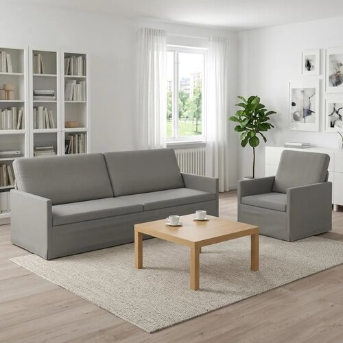 Set sofe 2 pcs Svjetlosiva Baršun - Svjetlosiva 1-Sjedalo + 3-Sjedalo (210 cm) Cene
