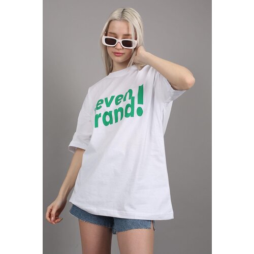 Madmext White Printed Oversize T-Shirt Slike