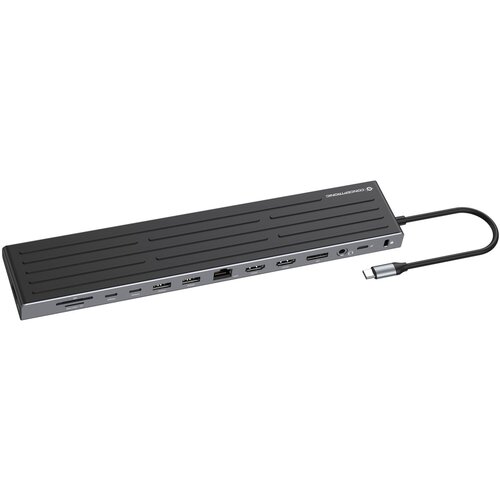  Conceptronic DO32B 14-in-1 MST Docking Station USB 3.2 Gen 1, HDMI x 2, DP, GbE LAN, USB-A 5Gbps x 3, USB-C 5Gbps x 2, SD, TF /MicroSD, 3.5mm headset, Security Slot, 100W USB PD Cijene