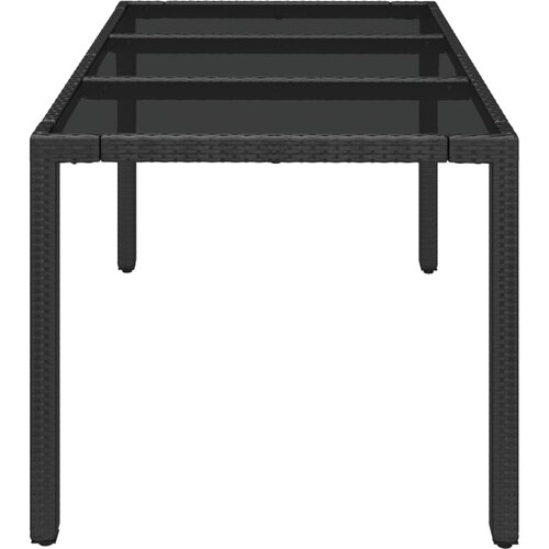  Vrtni stol sa staklenom pločom crni 150x90x75 cm od poliratana Slike