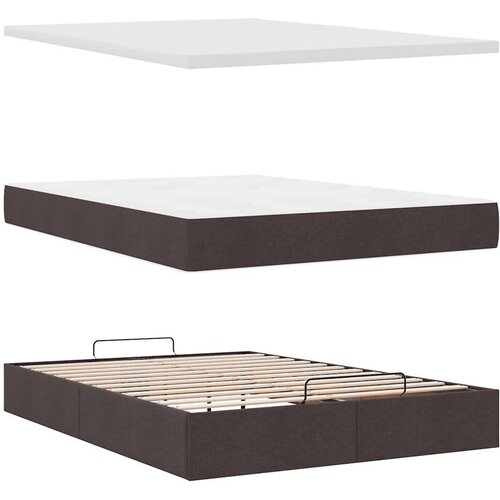  Otomanski krevet s madracem i LED tamnosmeđi 140x190 cm tkanine Slike