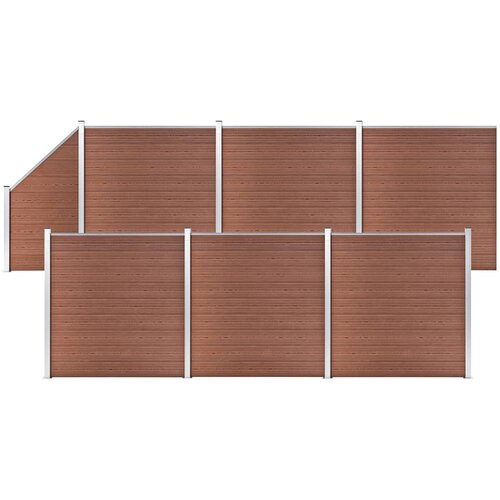 vidaXL wpc ograjni paneli 6 kvadratnih + 1 poševni 1138x186 cm rjavi Cene