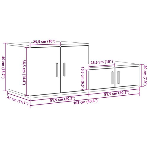 Kabinet za pohranu od dimljenog hrasta 103x41x40 cm inženjersko drvo Slike