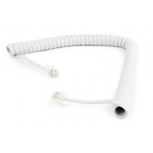 Gembird spiralni kabl za slusalicu 2m sa konektorima RJ-10, TC4P4CS-2M-W, white, GEMBIRD Slike