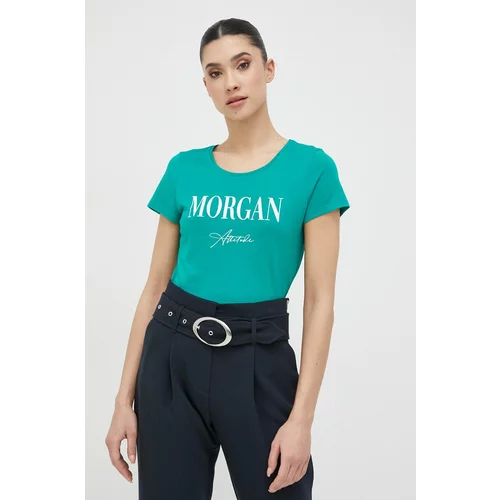 Morgan Kratka majica ženski, zelena barva