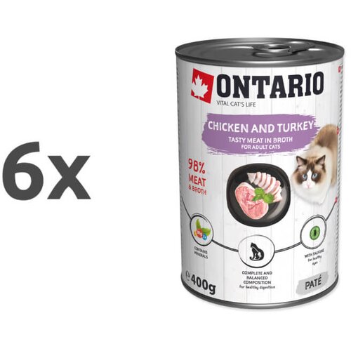 Ontario Cat Adult - puranja pa&scaron;teta z rakitovcem 6 x 400 g Cene