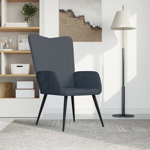The Living Store Stol za sproščanje temno siv žamet - Stol Za Sproščanje, (21420381) Cene