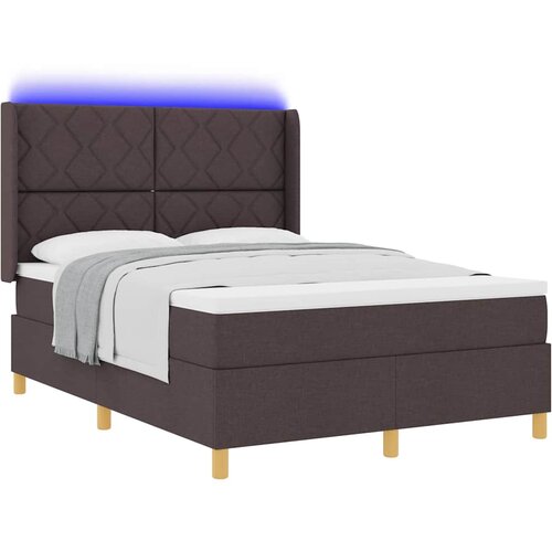  Krevet s opruga kutije s LED trakama Smeđa 160 x 200 cm tkanina Slike