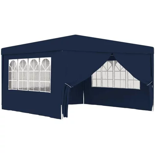  profesionalen vrtni šotor s stranicami 4x4 m moder 90 g/m²