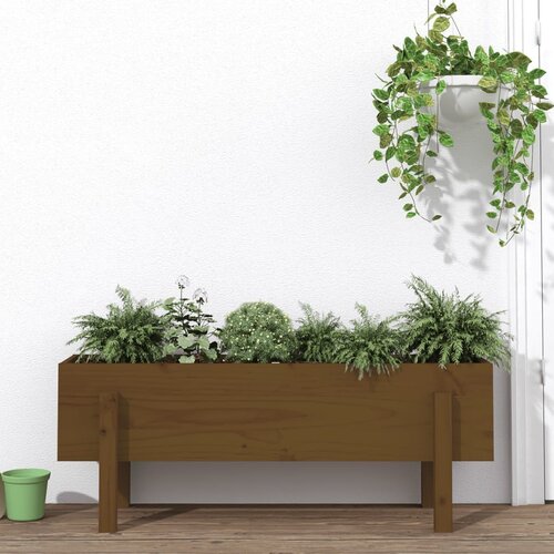  Povi&amp;scaron;ena vrtna gredica boja meda 101x30x38 cm masivna borovina Slike