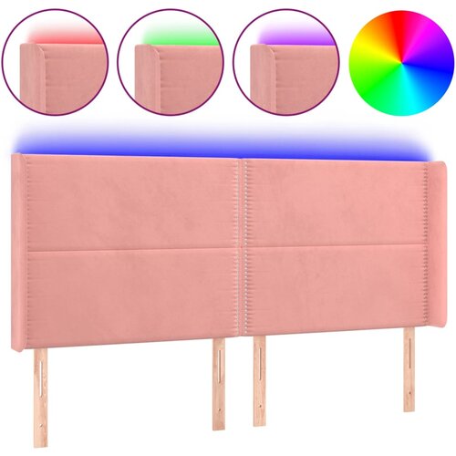 Maison Chic led posteljno vzglavje - vzglavna omarica - nočna omarica roza 163x16x118/128 cm žamet, (21711156) Slike