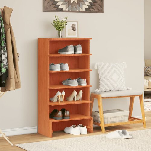  The Living Store Omarica za čevlje vo&amp;scaron;čeno rjava 52x30x104 cm trdna borovina - Omarica Za Čevlje, (21448323) Slike