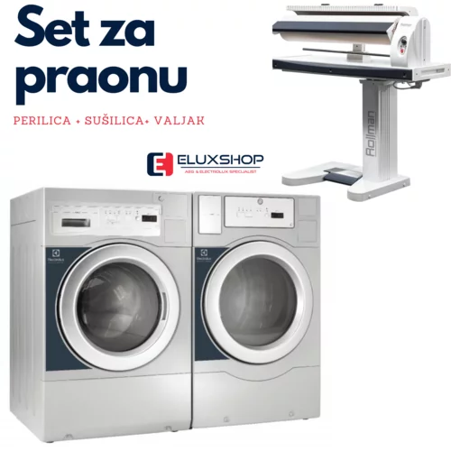 Electrolux mypro xl set - pralni stroj WE1100P + sušilni stroj TE1220E - 12 kg + rollman likalni valj