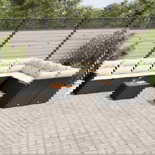 VidaXL 11-dijelni set vrtnih sofa od poliratana s jastucima crni Slike