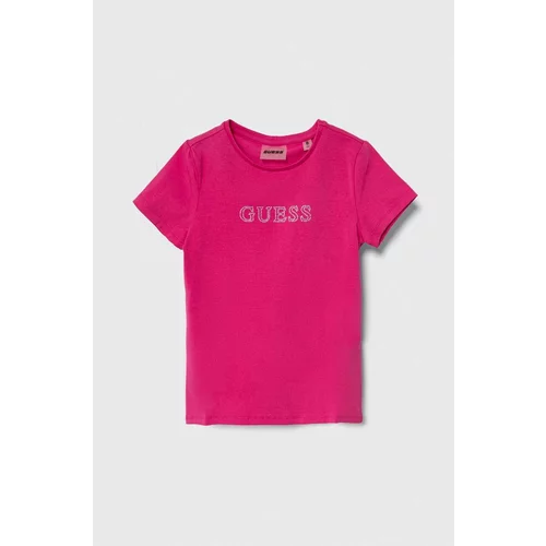 Guess Otroška kratka majica roza barva