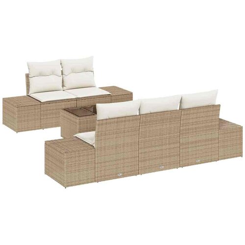  Sjedeća garnitura za vrt 6 kom. Bež i krema poliratan 239 x 62 x 69 cm Slike