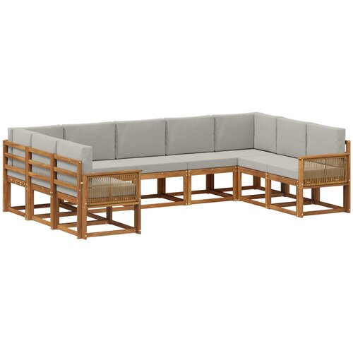 vidaXL Zunanja garnitura za sedenje 9 pcs Naravna in svetlo siva, (5000280798) Cene