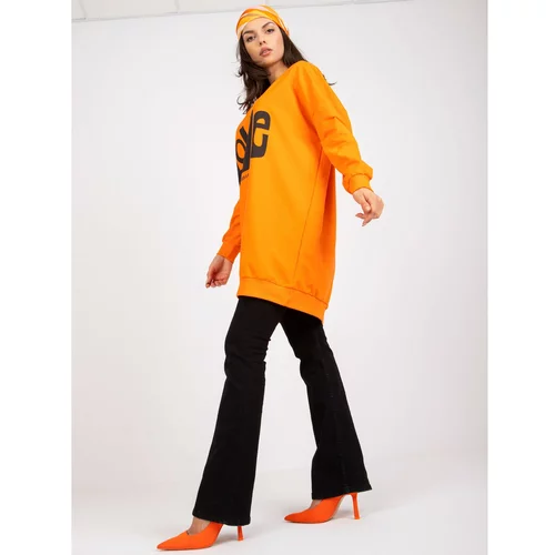 Fashion Hunters Orange and black sweatshirt tunic with a print