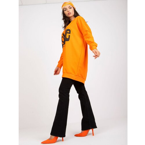 Fashion Hunters Orange and black sweatshirt tunic with a print Slike