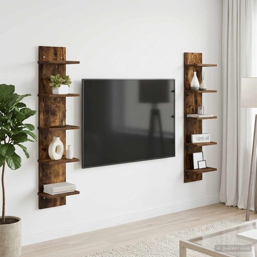  Polica na zidu 2 kom. Dimljeni hrast 22 x 15 x 100 cm Cijene