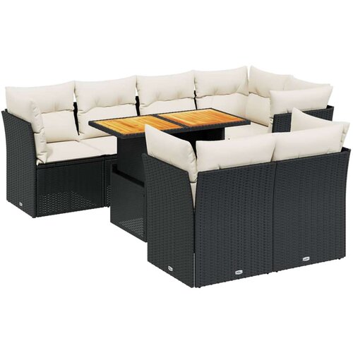 VidaXL 8-dijelni set vrtnih sofa od poliratana s jastucima crni Slike