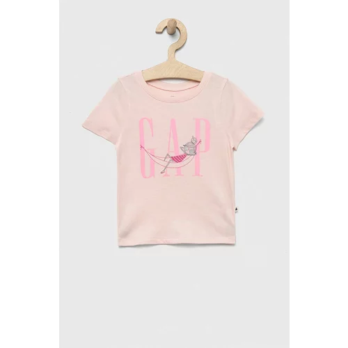 GAP Otroška bombažna kratka majica roza barva