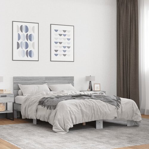  Okvir kreveta boja hrasta 120x200 cm konstruirano drvo i metal Siva 120 x 200 cm Cene