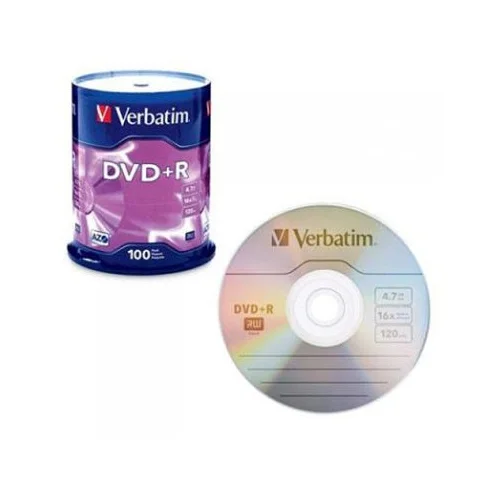  DVD-R, VERBATIM,4,7 GB,16X, spindle 100 kom,MATT SILVER