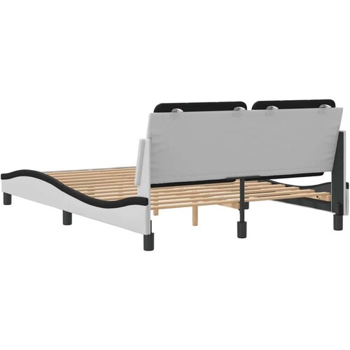 vidaXL Posteljni okvir z vzglavjem bel in črn 120x200 cm umetno usnje Cene