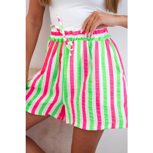 Kesi Włoski Women&amp;#039;s cotton shorts with stripes green neon Slike