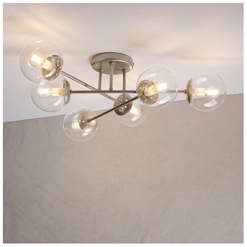  Plafonski luster MALENA 6xE14/5W/230V mat hrom/prozirno Slike