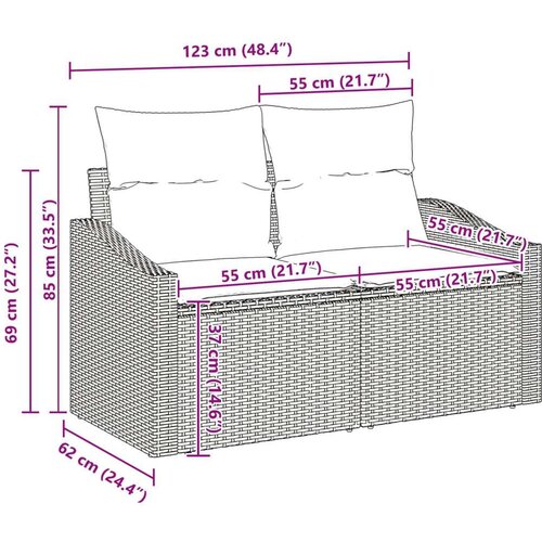 vidaXL Vrtna garnitura - 6-dijelni set vrtnih sofa s jastučićima Bež Poli rattan Cene