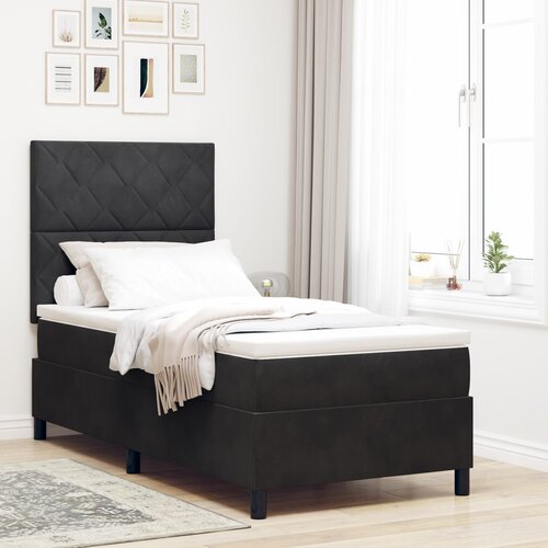 VidaXL Box Spring Krevet s Madracem i LED Osvjetljenjem Crni 100x200 cm Bar&amp;scaron;un Slike