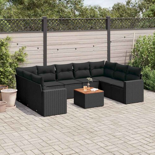  10-dijelni set vrtnih sofa od poliratana s jastucima sivi Slike