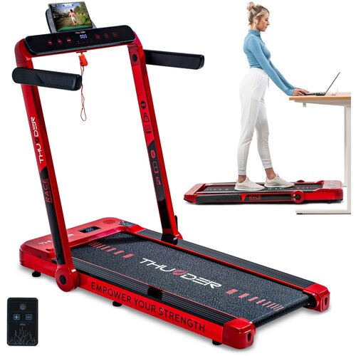THUNDER Električna pod-biro zložljiva tekalna steza &reg; RACE-RED &ndash; 14 km/h, 2 KM, 14 cm nizka zasnova, Bluetooth, nosilnost 130 kg, (5000089636) Cene