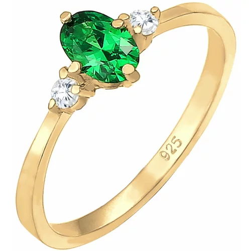 ELLI Prsten zlatna / zelena / prozirna